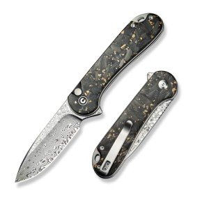 CIVIVI Elementum II Pocket Folding Knife, 2.96" Damascus Blade Knife with Deep Carry Pocket Clip for EDC Camping Hiking Hunting C18062P-10