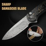 CIVIVI Elementum II Pocket Folding Knife, 2.96" Damascus Blade Knife with Deep Carry Pocket Clip for EDC Camping Hiking Hunting C18062P-10