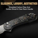 CIVIVI Elementum II Pocket Folding Knife, 2.96" Damascus Blade Knife with Deep Carry Pocket Clip for EDC Camping Hiking Hunting C18062P-10