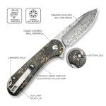 CIVIVI Elementum II Pocket Folding Knife, 2.96" Damascus Blade Knife with Deep Carry Pocket Clip for EDC Camping Hiking Hunting C18062P-10