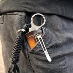 Minowe Handmade Damascus steel Folding Pocket EDCKnife，with cowhide sheath And pocket clip，2.8in blade Claw Hawkbill Folding Knife，Lining lock, wooden handle，Outdoor survival first-aid camping knife