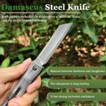 KATSU Handmade Bamboo Damascus Steel Folding Knife