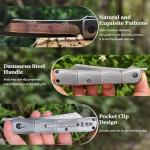 KATSU Handmade Bamboo Damascus Steel Folding Knife