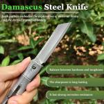 KATSU Handmade Bamboo Damascus Steel Folding Knife