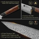 XINZUO 8.5 Inch Japanese Kiritskue Chef Knife, Professional Chef Knife,Damascus Kitchen Knife for Chefs and Home Cooking, Desert Ironwood Handle, Walnut Magnetic Wooden Sheath, Acacia Wood Box Package