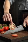 XINZUO 8.5 Inch Japanese Kiritskue Chef Knife, Professional Chef Knife,Damascus Kitchen Knife for Chefs and Home Cooking, Desert Ironwood Handle, Walnut Magnetic Wooden Sheath, Acacia Wood Box Package