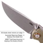 CRKT Butte Folding Pocket Knife: Everyday Carry, Plain Edge D2 Blade, Deadbolt Lock, IKBS Ball Bearings w/Deep Carry Pocket Clip 2471, OD green