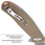 CRKT Butte Folding Pocket Knife: Everyday Carry, Plain Edge D2 Blade, Deadbolt Lock, IKBS Ball Bearings w/Deep Carry Pocket Clip 2471, OD green