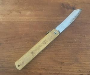 Large Japanese Higonokami Folding Pocket Knife Brass And Carbon Steel