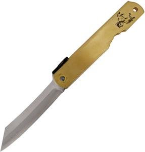 Higonokami Warikomi Horse Brass Folding Blue Paper Steel Pocket Knife ZOD03