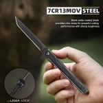 CABUGE EDC Pocket Knife for Men, Tanto Folding Knives with Clip, Slim Gentleman's Knife with Glass Breaker, Flipper Open and Liner Lock for Outdoor Survival Camping Everyday Carry