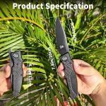 KATSU Japanese Folding Pocket Knife For Men Women, Sakura Blade Nemoto Design 3.5" AUS-8 Steel Blade EDC Knife with Pocket Clip for Indoor & Outdoor Camping, Fishing, Hiking (Black)