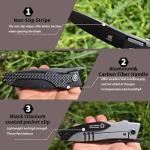 KATSU Japanese Folding Pocket Knife For Men Women, Sakura Blade Nemoto Design 3.5" AUS-8 Steel Blade EDC Knife with Pocket Clip for Indoor & Outdoor Camping, Fishing, Hiking (Black)