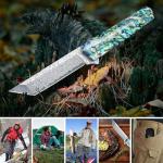 AUBEY Damascus Pocket Knife with Clip, Sharp Tanto Blade with VG10 Core Folding Knife with Abalone Shell Handle and Glass Breaker, EDC Camping Knife for Gift Survival Collection