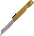 Higonokami Warikomi Folder Folding Knife 3.25" Blue Paper Steel Blade Brass