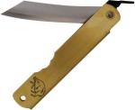 Higonokami Warikomi Folder Folding Knife 3.25" Blue Paper Steel Blade Brass