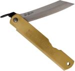 Higonokami Warikomi Folder Folding Knife 3.25" Blue Paper Steel Blade Brass