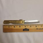 Higonokami Folding Knife 3" White Paper Steel Tanto Blade Brass Handle NIB