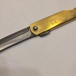 Higonokami Folding Knife 3" White Paper Steel Tanto Blade Brass Handle NIB