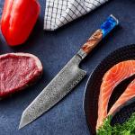 Miyamoto Japanese Chef Knife 8 Inch Steel 67 Layers Damascus Kitchen Knife, Ultra Sharp Chef's Knife with Long Lasting Blade, High Carbon Super Steel Chopping Knife, Carving Knife with Resin Handle