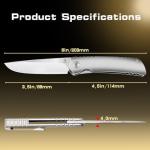 KATSU Folding Pocket Japanese Knife, Sandblasted Titanium Handle, ZDP-189 Super Steel Convex Grind Blade, Leather Sheath