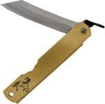Higonokami Warikomi Folder Folding Knife 3.¼ Blue Paper Steel Blade Brass Handle