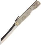 Higonokami Koriwa Folding Knife 2.88" Blue Paper Steel Blade Silver Brass Handle