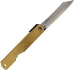 Higonokami Warikomi Folder Folding Knife 3.¼ Blue Paper Steel Blade Brass Handle