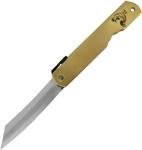 Higonokami Warikomi Folder Folding Knife 3.¼ Blue Paper Steel Blade Brass Handle