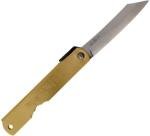 Higonokami Warikomi Folder Folding Knife 3.¼ Blue Paper Steel Blade Brass Handle