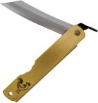Higonokami Warikomi Folder Folding Knife 3.¼ Blue Paper Steel Blade Brass Handle