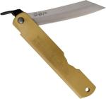 Higonokami Warikomi Folder Folding Knife 3.¼ Blue Paper Steel Blade Brass Handle