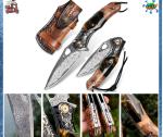 Handmade Japan Damascus steel pocket knife,3.1" VG10 blade Folding Knife holster
