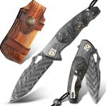 Handmade Damascus Steel Pocket Knife&#65292;3.7 inches High Sharp Blades folding