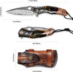 Handmade Japan Damascus steel pocket knife,3.1" VG10 blade Folding Knife holster