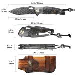 Handmade Damascus Steel Pocket Knife&#65292;3.7 inches High Sharp Blades folding