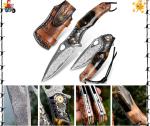 Handmade Japan Damascus steel pocket knife,3.1" VG10 blade Folding Knife holster