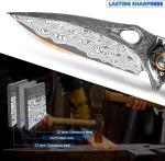 Handmade Japan Damascus steel pocket knife,3.1" VG10 blade Folding Knife holster