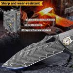Handmade Damascus Steel Pocket Knife&#65292;3.7 inches High Sharp Blades folding