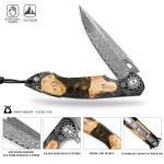 Minowe Handmade Damascus Steel Pocket Knife，3.5" blades men and women Folding...