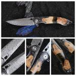 Minowe Handmade Damascus Steel Pocket Knife，3.5" blades men and women...