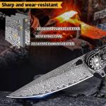 Minowe Handmade Damascus Steel Pocket Knife，3.5" blades men and women...