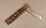 JAPANESE SIGNED HIGONOKAMI FOLDING KNIFE w BLACK WALNUT HANDLE