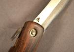 JAPANESE SIGNED HIGONOKAMI FOLDING KNIFE w BLACK WALNUT HANDLE