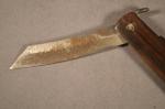 JAPANESE SIGNED HIGONOKAMI FOLDING KNIFE w BLACK WALNUT HANDLE