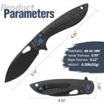 Pocket Knife, 3.1" Unique S35VN Blade Folding Knife with Button Lock, EDC Knife with Carbon Fiber Handle for Camping, Survival, Best Gift for Men Women-COBRA series