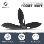 Pocket Knife, 3.1" Unique S35VN Blade Folding Knife with Button Lock, EDC Knife with Carbon Fiber Handle for Camping, Survival, Best Gift for Men Women-COBRA series