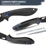 Pocket Knife, 3.1" Unique S35VN Blade Folding Knife with Button Lock, EDC Knife with Carbon Fiber Handle for Camping, Survival, Best Gift for Men Women-COBRA series