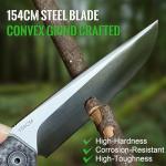 KATSU Folding Pocket Japanese Knife, Carbon Fiber Handle, EDC Knife w/154CM Steel Blade, Leather Sheath