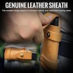 KATSU Folding Pocket Japanese Knife, Carbon Fiber Handle, EDC Knife w/154CM Steel Blade, Leather Sheath